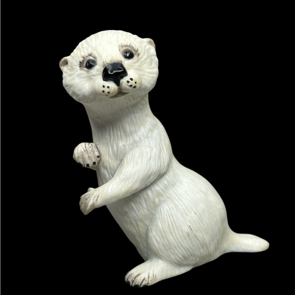 VTG Sea Pup Otter Figurine Porcelain Crystal Ice 1989 Winter Snow Holiday Gift - Picture 10 of 13